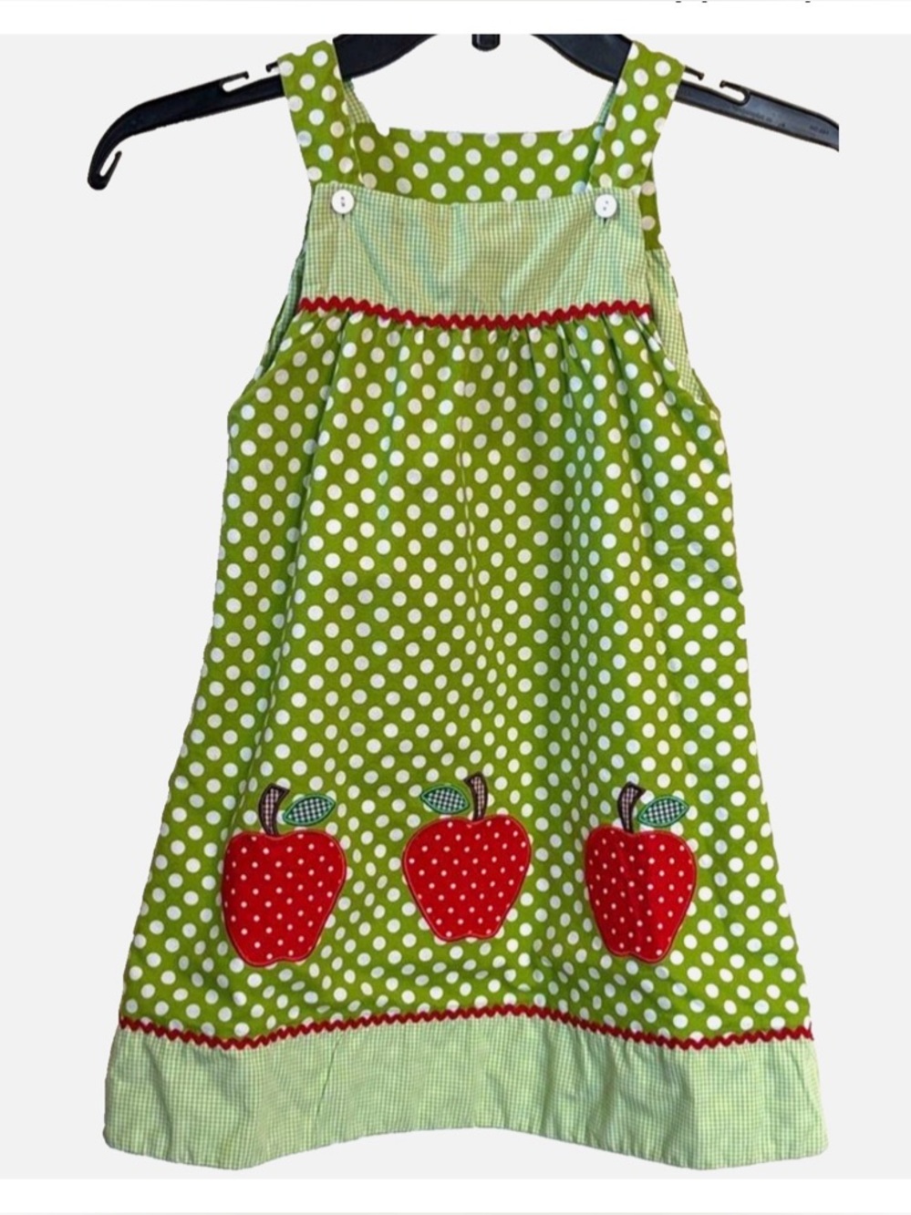 Anavini Reversible Apple Turtle Applique Dress Girls 5 Back to School Boutique